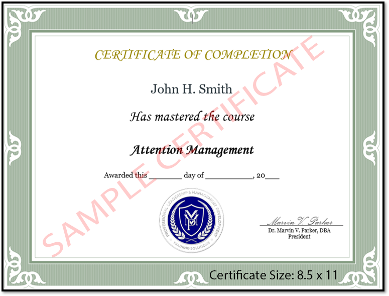 Certificates of Completion MVP Training Solutions